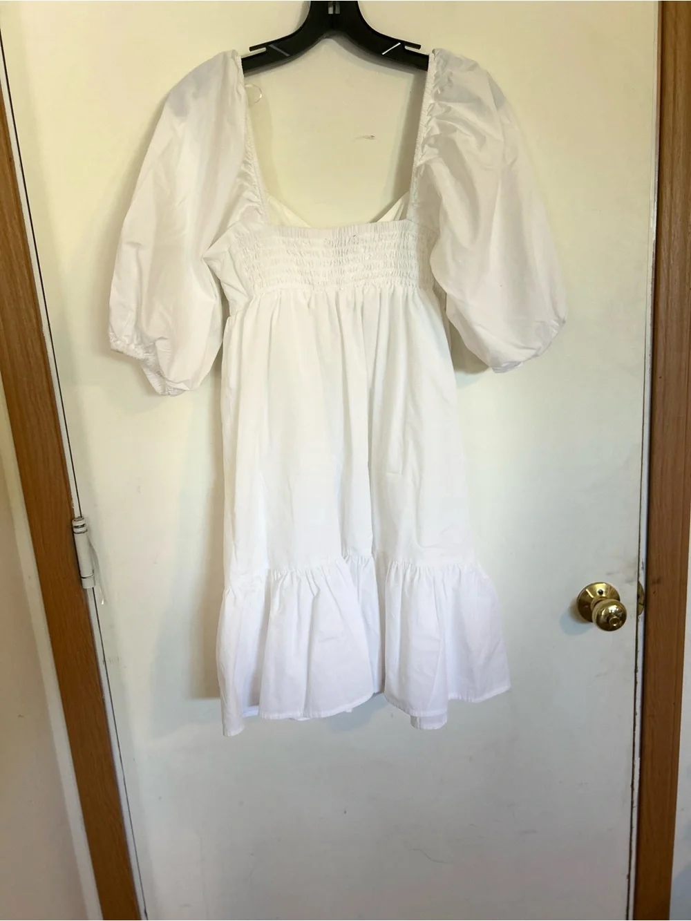 Banana Republic White Puff-Sleeve Babydoll Dress